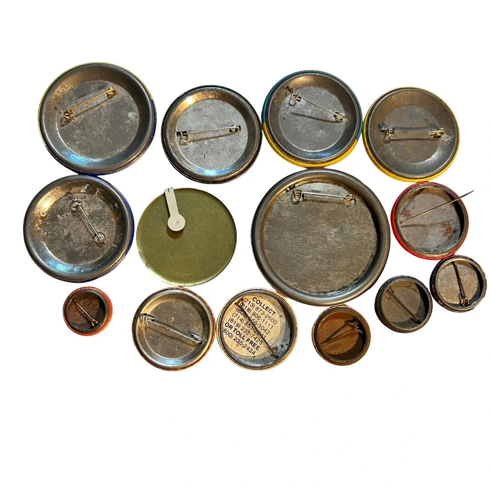 Vintage Mixed Pinback Button Lot Multicolor Advertising Travel Pop Culture 14pc